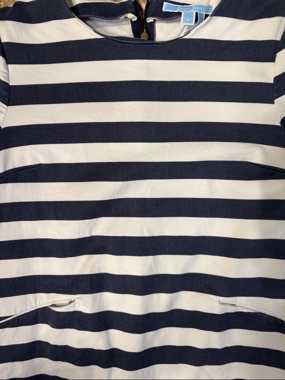 Draper James Navy and White Striped Shift Dress - Picture 3 of 4